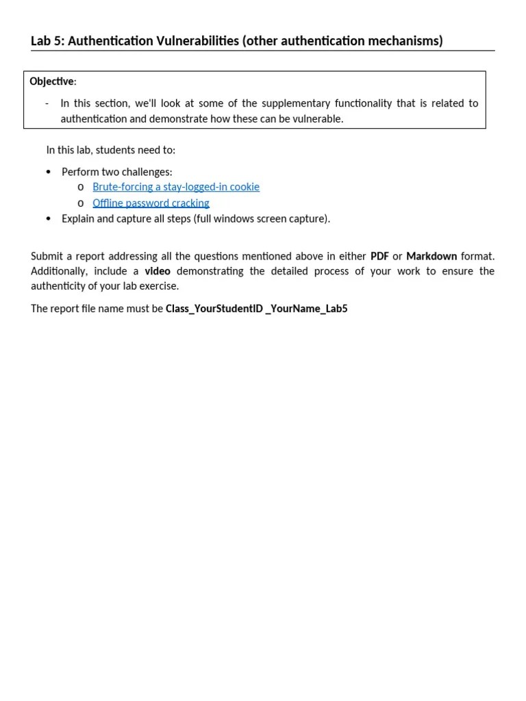 Lab5 Authentication Vulnerabilities (Other Authentication Mechanisms) | PDF
