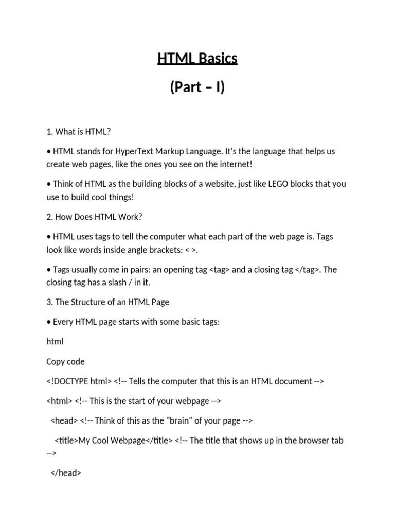 HTML Basics (Part - I) | PDF