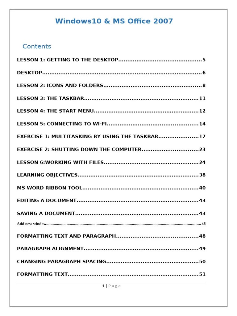 Windows10-Ms Office 2007 | PDF