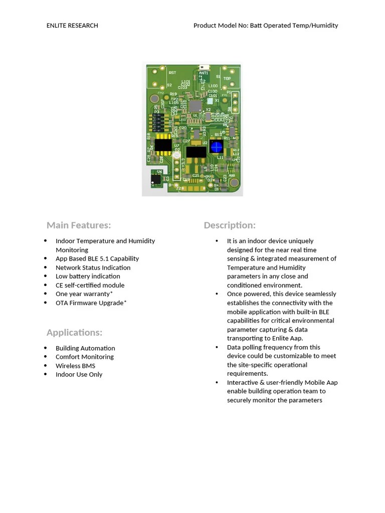 Battery Operated Temperature Sensor | PDF
