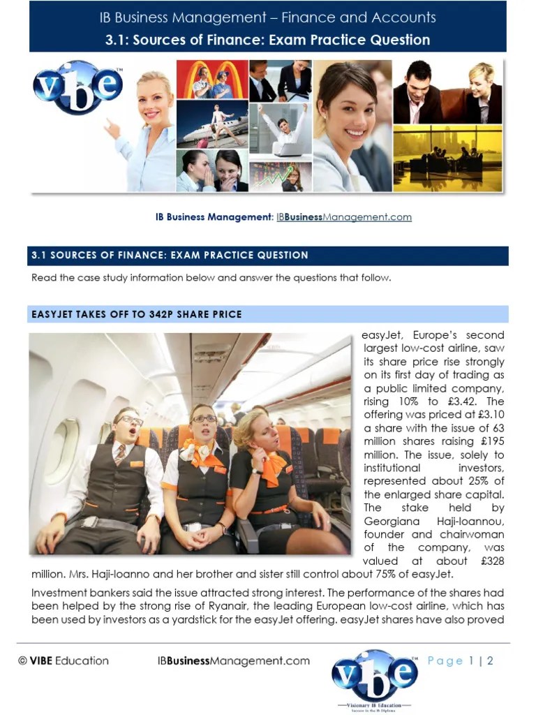 Ib Business Management - 3.1 Exam Practice Question - Sources Of Finance | PDF