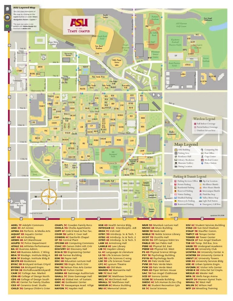 ASU Campus Map Overview PDF Social Science 1