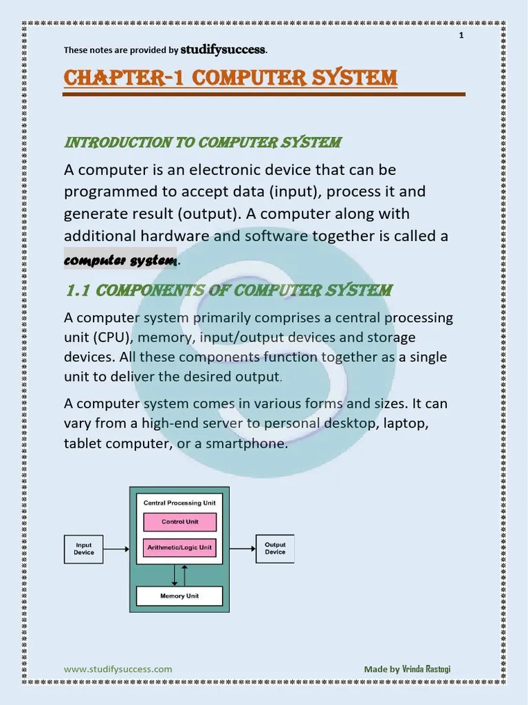 Class 11 Computer Science Ch-1 Notes | PDF