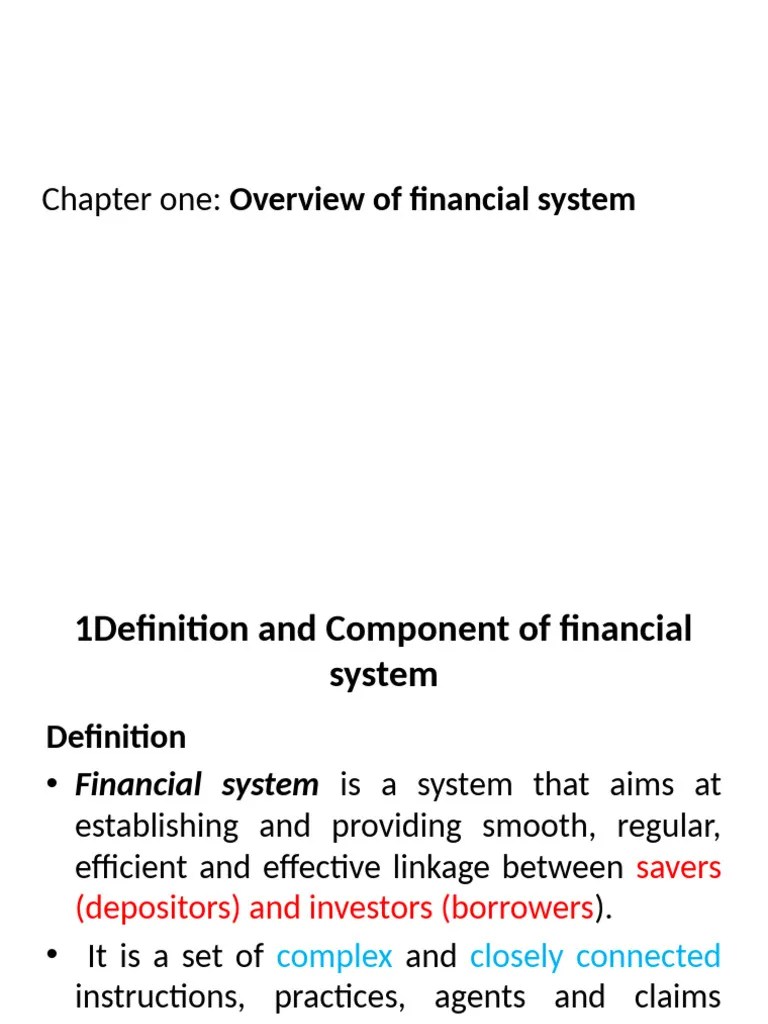 Chapter One An Overview Of The Financial System | PDF