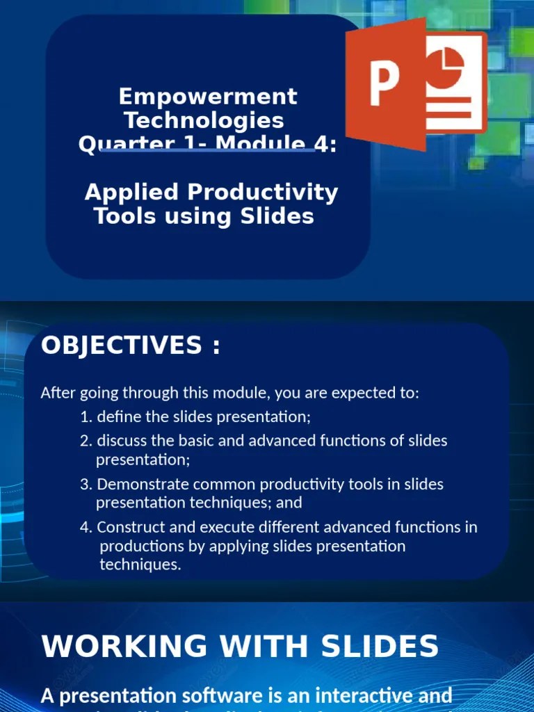 LESSON 4.2-APPLIED PRODUCTIVITY TOOL (SLIDES) (Autosaved) | PDF ...