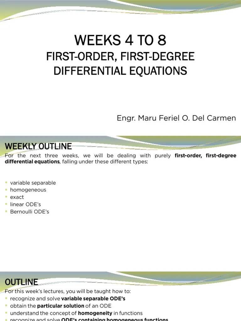 04-08 First-Order, First-Degree Differential Equations | PDF