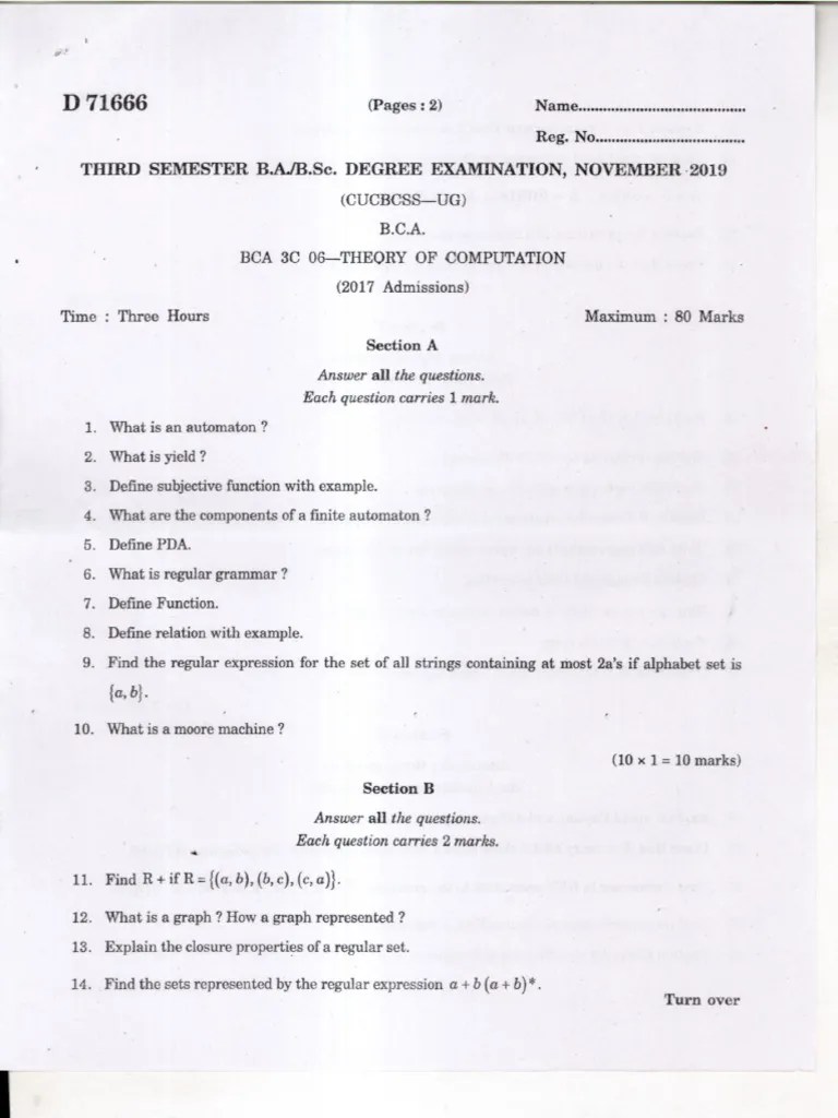 Theory Of Computation - 2019 | PDF