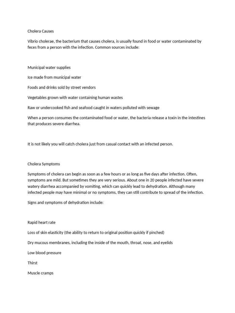 Cholera Causes Signs Symptoms Prevention And Treatment Pdf
