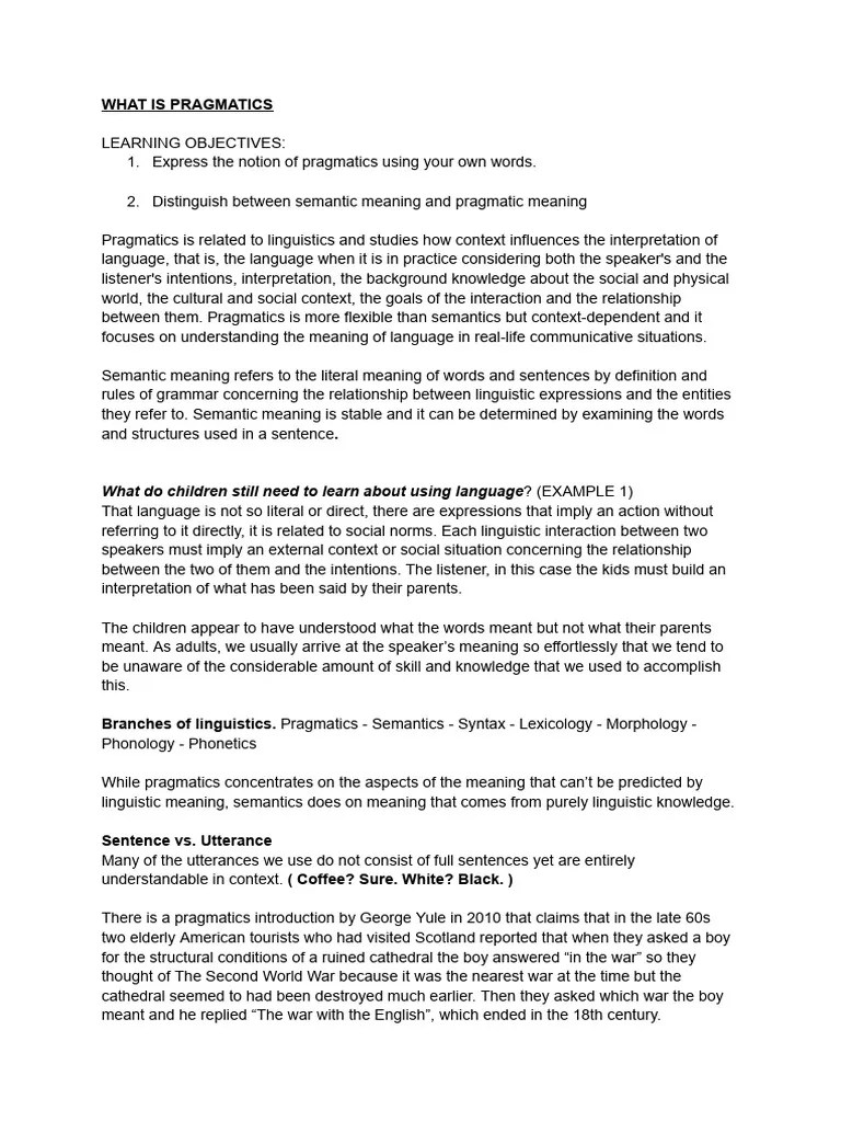 PRAGMATICS | PDF