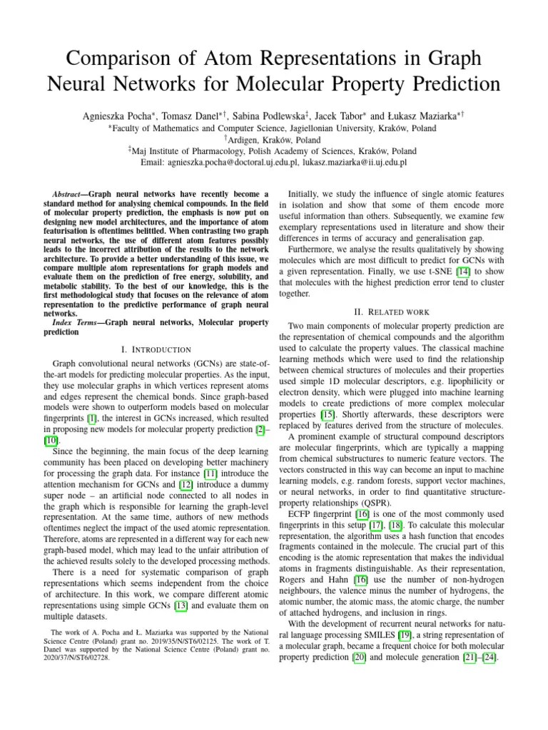 Comparison Of Atom Representations In Graph Neural Networks For ...