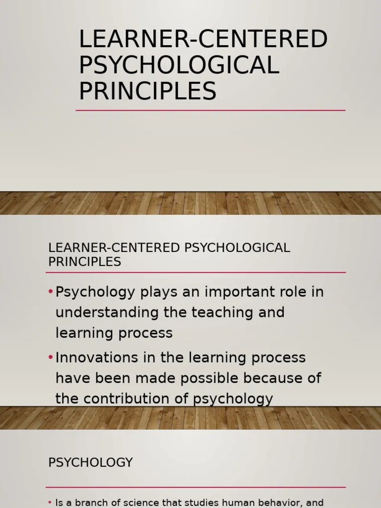 Learner Centered Psychological Principles | PDF