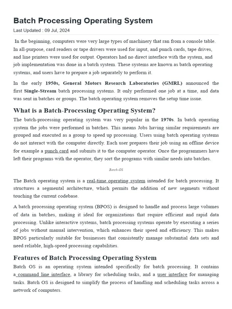 4 Batch Processing Operating System | PDF