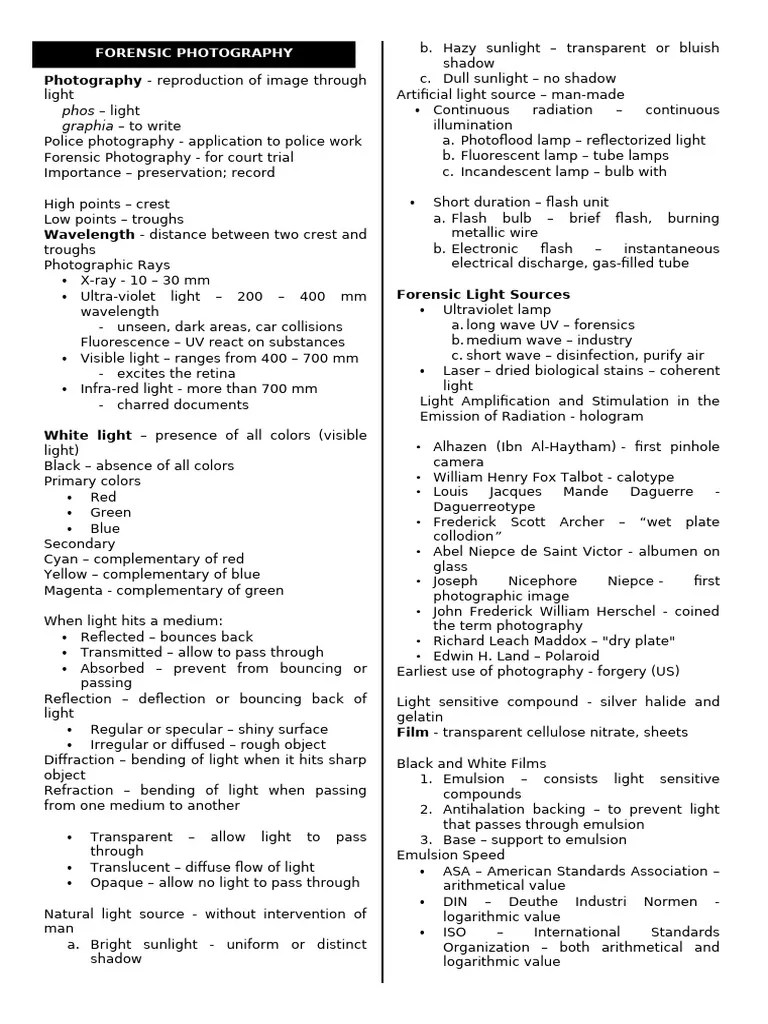Summary Notes_Forensic Science | PDF