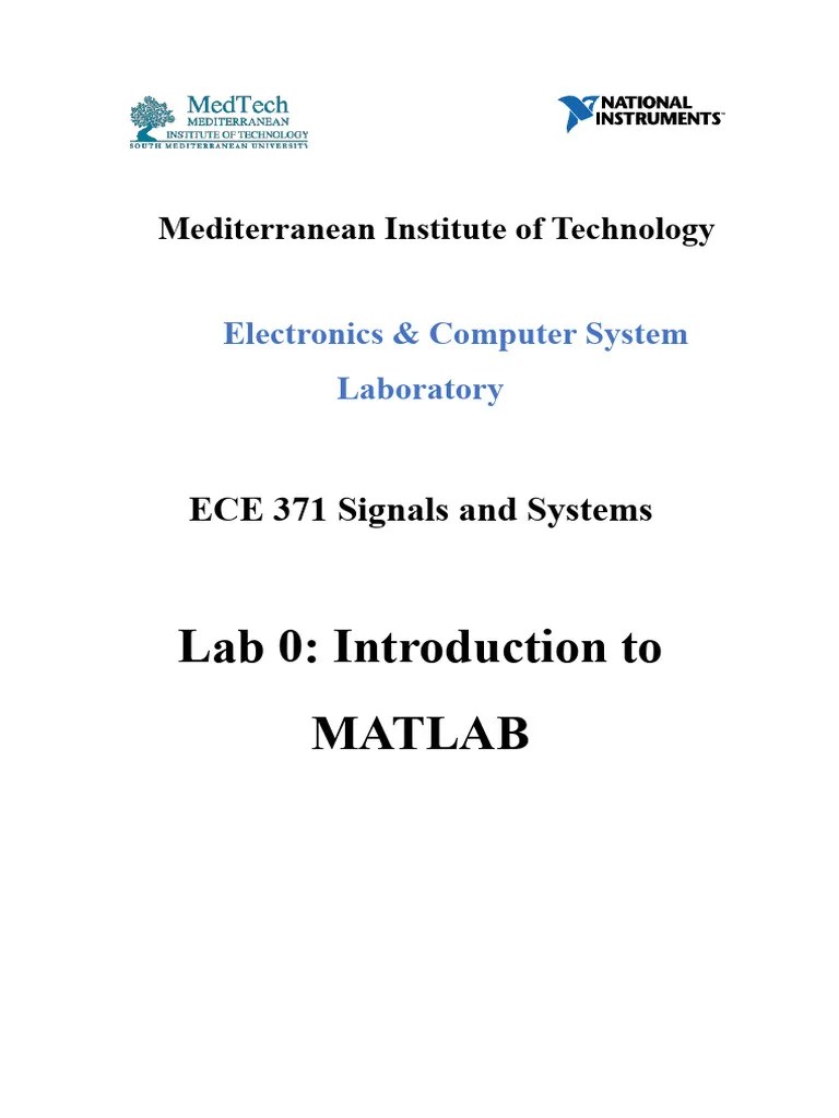 Lab 0 - Intro To MATLAB | PDF