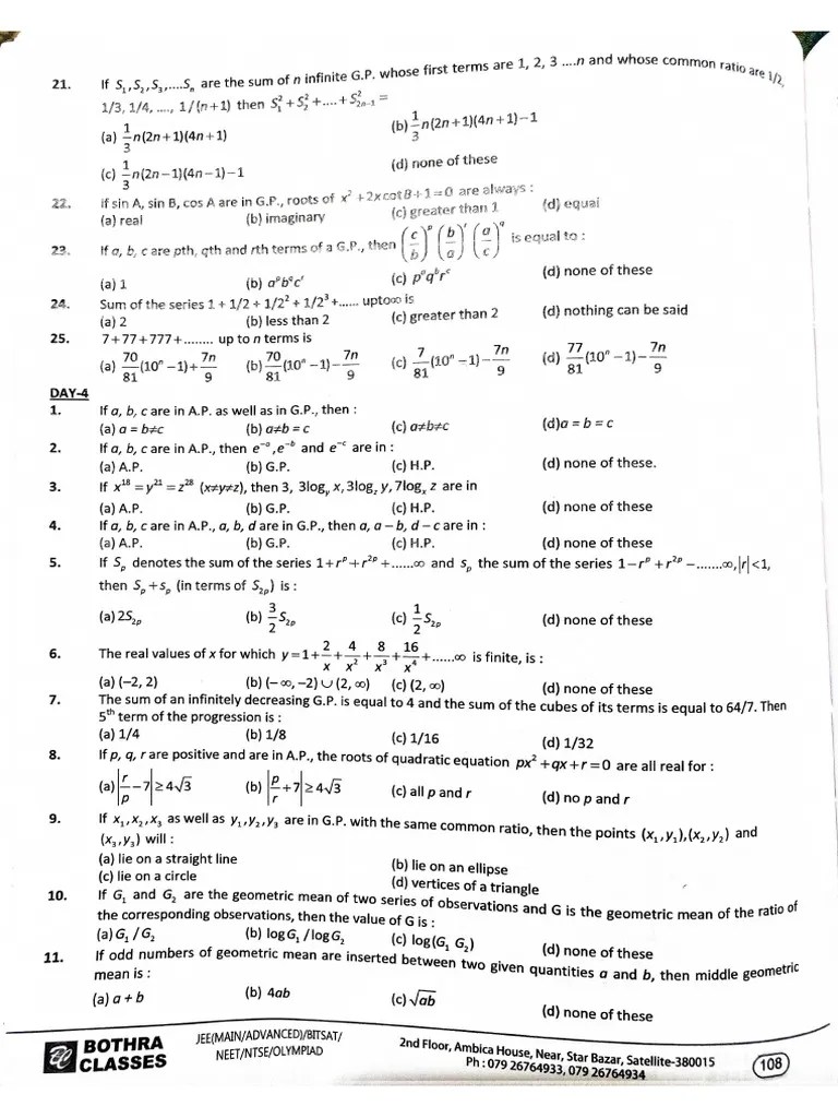 Sequence And Series Day-4 | PDF
