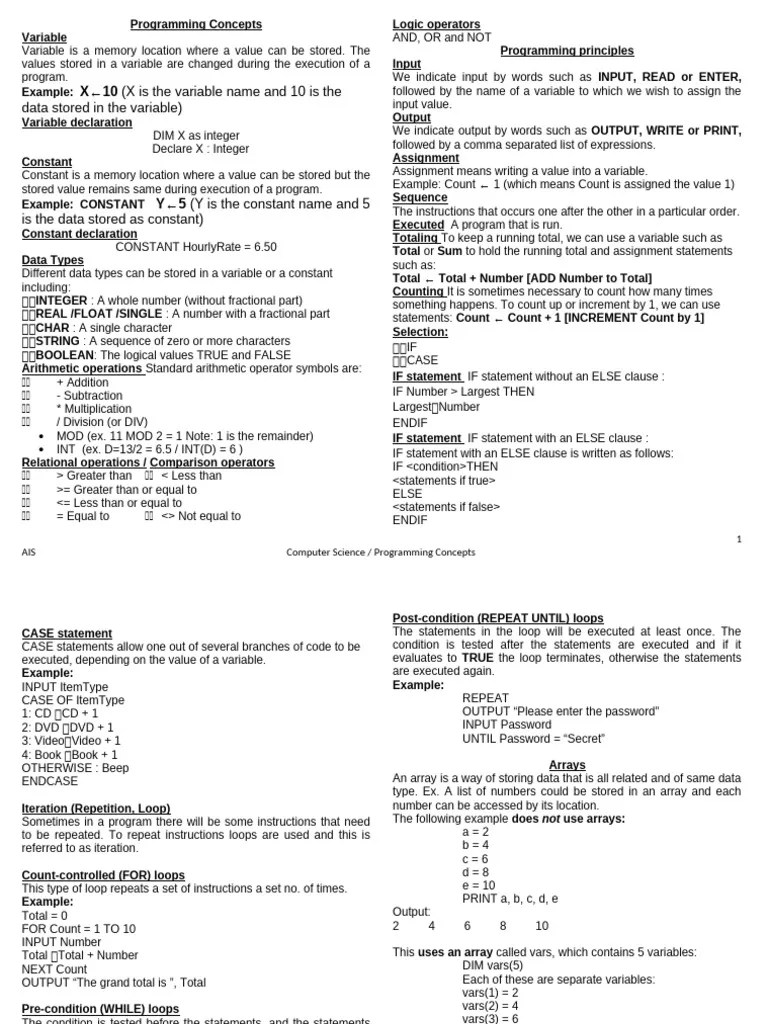 Programming Concepts | PDF