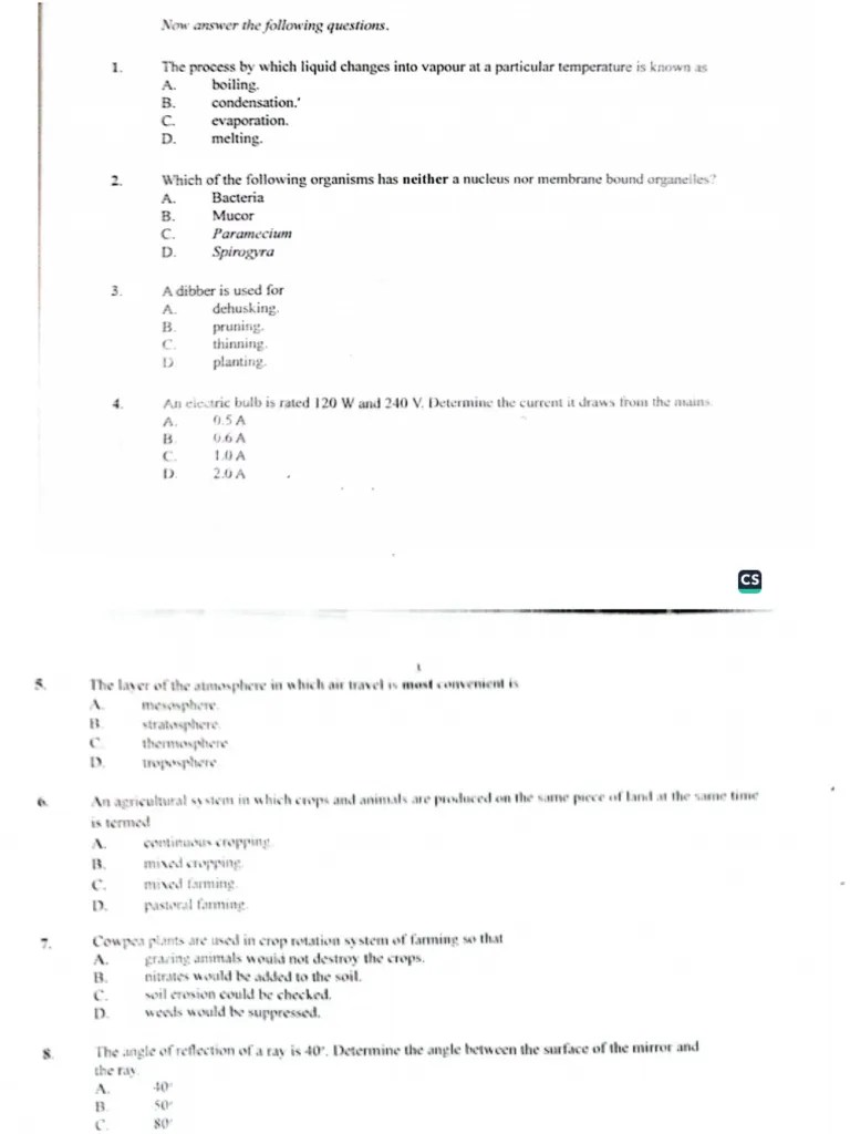 Integrated Science (Objective) - WASSCE 2024 | PDF | Technology ...