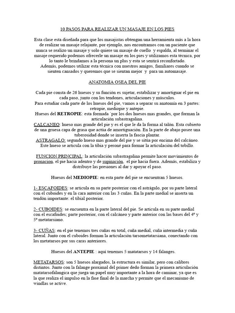 10 Pasos Para Realizar Un Masaje En Los Pies | PDF | Pie | Artes Del ...