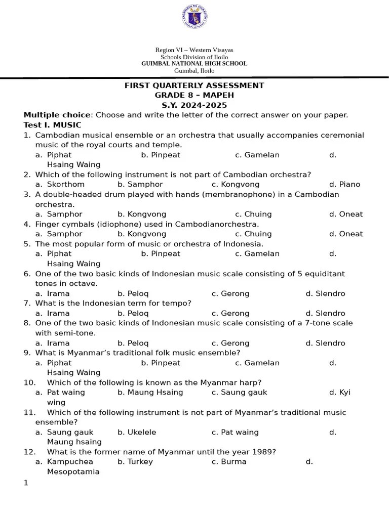 First Quarter Exam G8 | PDF