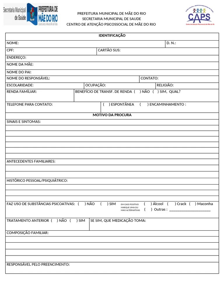 Ficha De Acolhimento Nova | PDF