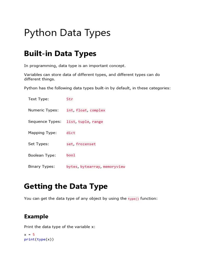 2.2 Python Basics - Data - Types-Numbers-Casting | PDF