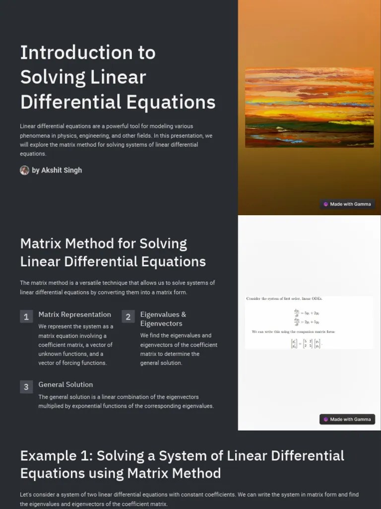 Introduction To Solving Linear Differential Equations | PDF