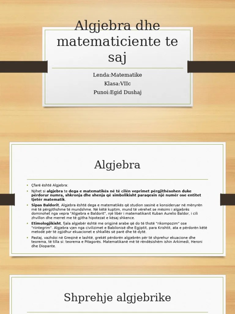 Algjebra Dhe Matematicienet E Saj | PDF