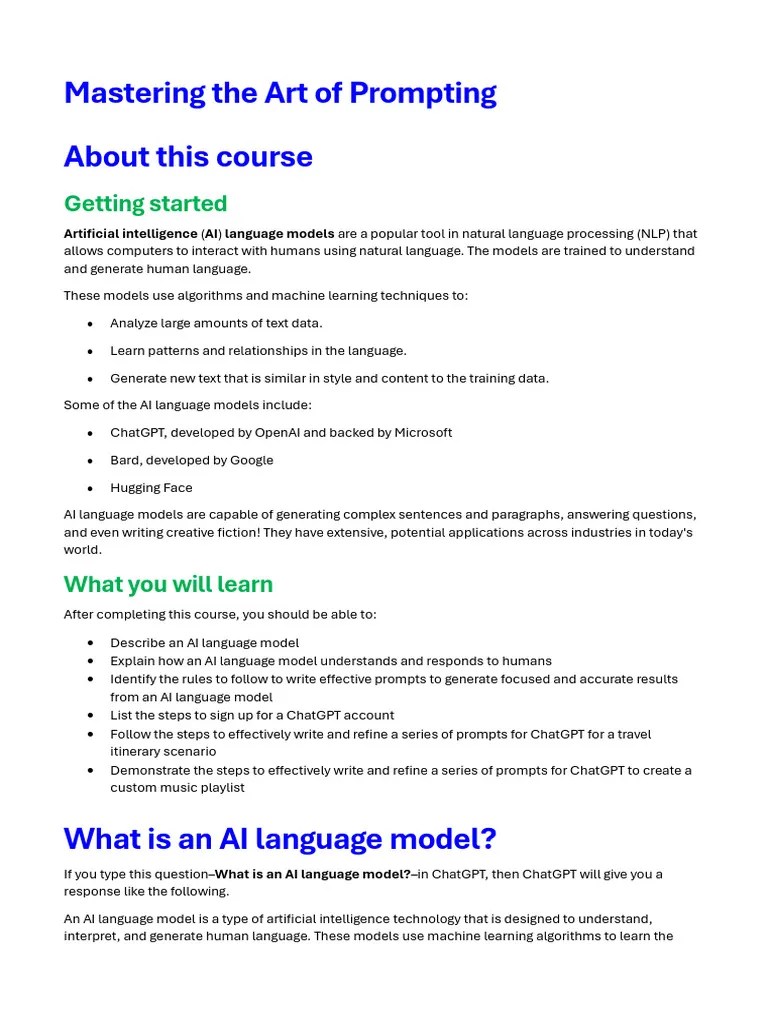 01 Mastering The Art Of Prompting | PDF