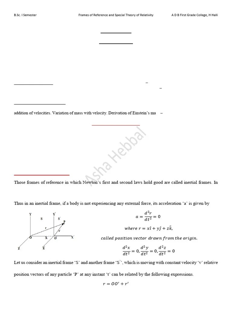 Frames Of Reference And Special Theory Of Relativity NEP | PDF