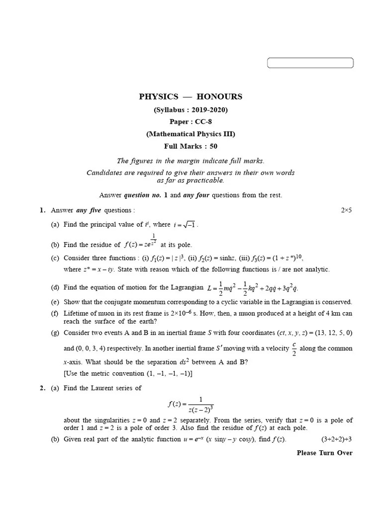 CU-2021 B.Sc. (Honours) Physics Semester-IV Paper-CC-8 QP | PDF ...
