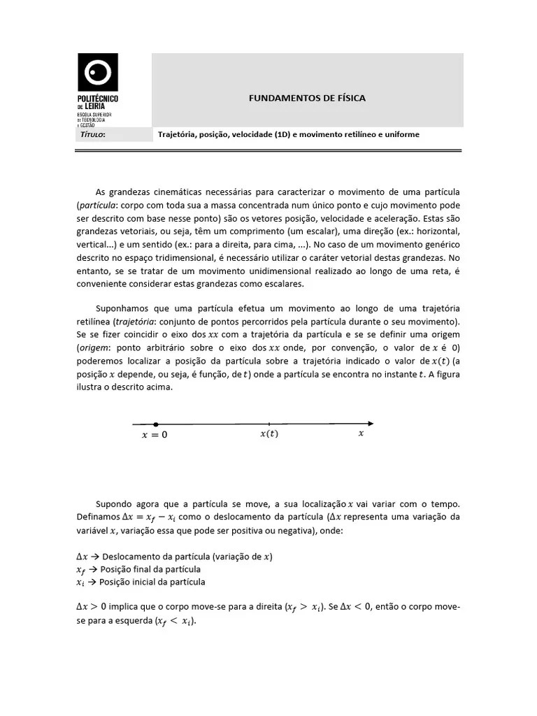Fundamentos De Física: Trajetória, Posição E Velocidade | PDF