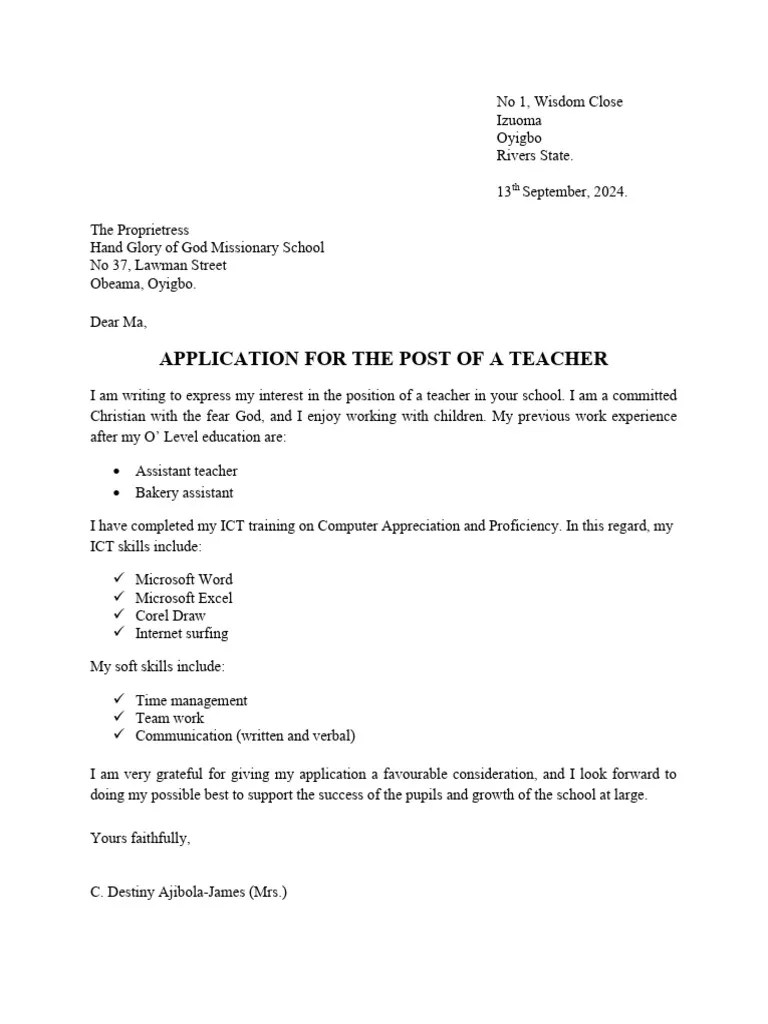 Application For A Teaching Position | PDF