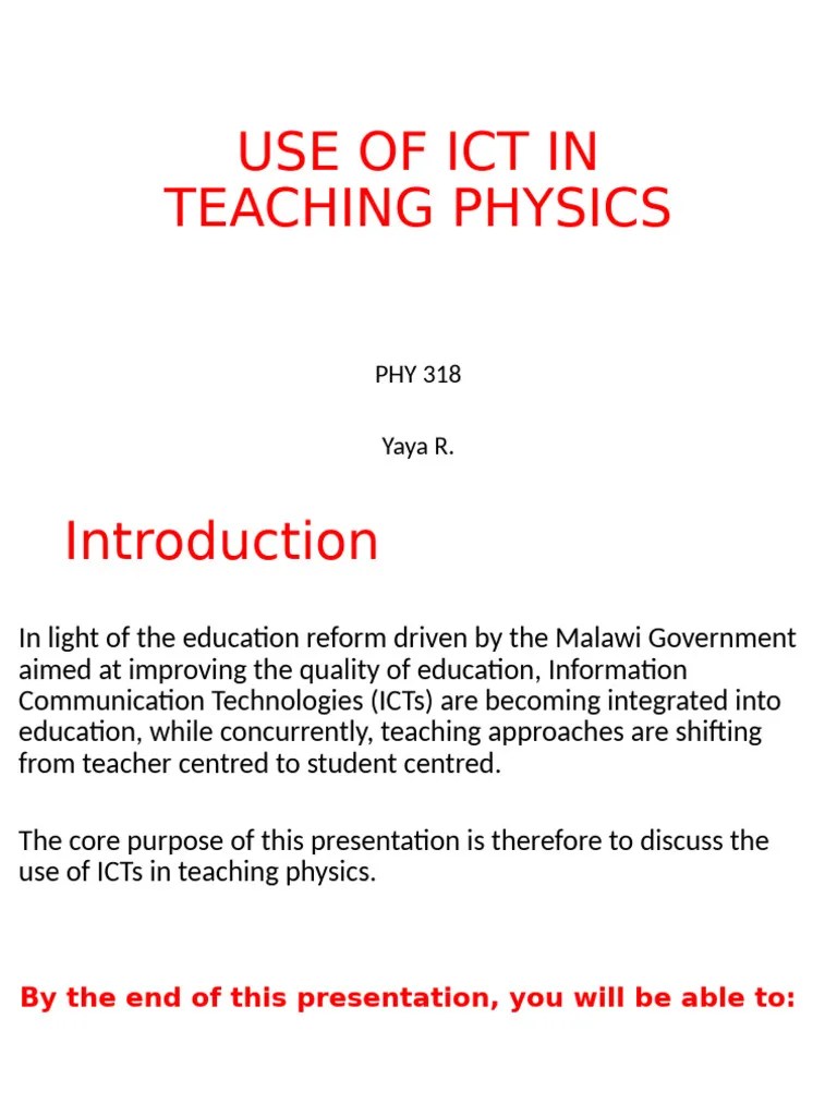 Use Of Ict In Teaching Physics | PDF