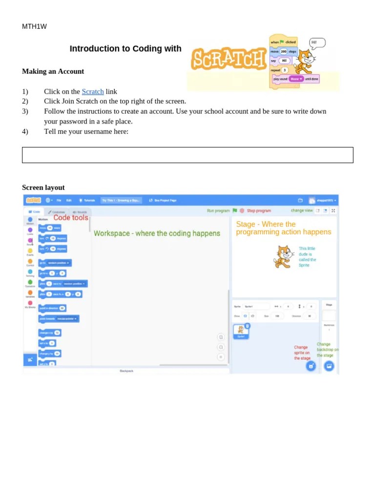 Introduction To Coding With Scratch - Lesson 1 & 2 | PDF