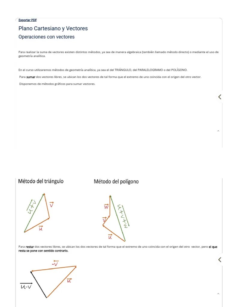 NCA2024 - Plano Cartesiano Y Vectores - Operaciones Con Vectores | PDF