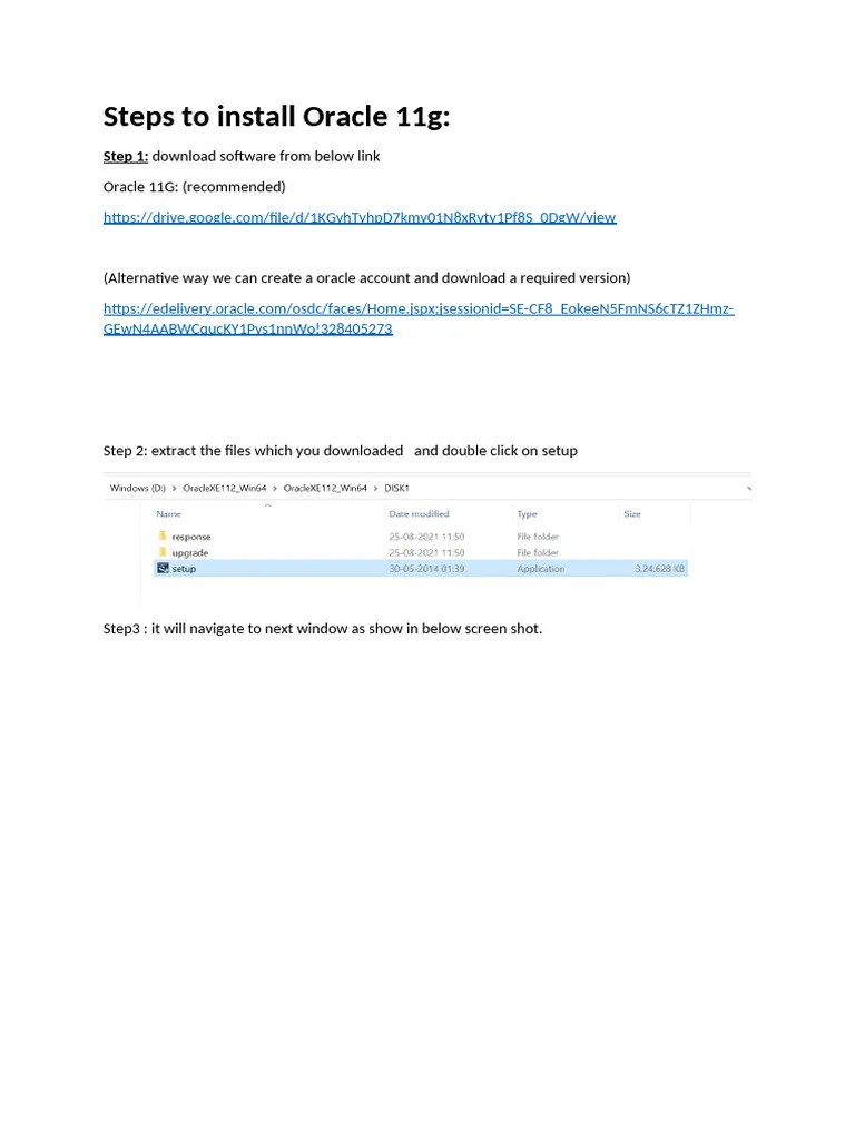 Steps To Install Oracle 11g | PDF