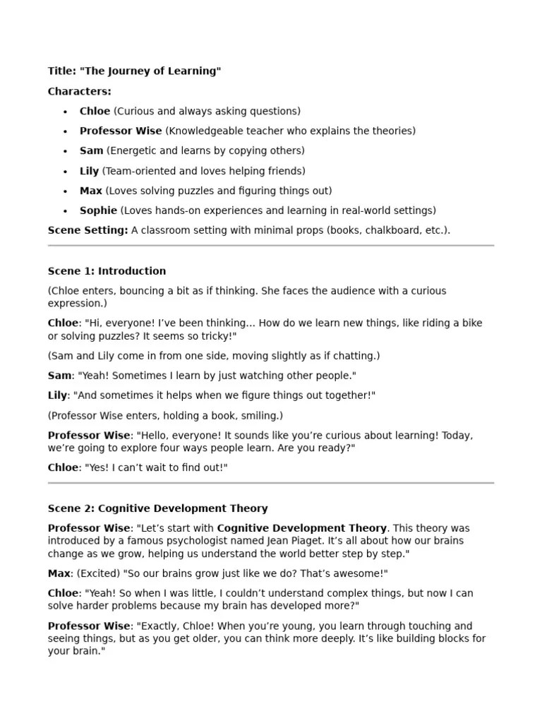 Our Learning Adventure Script (Puppet Show) | PDF