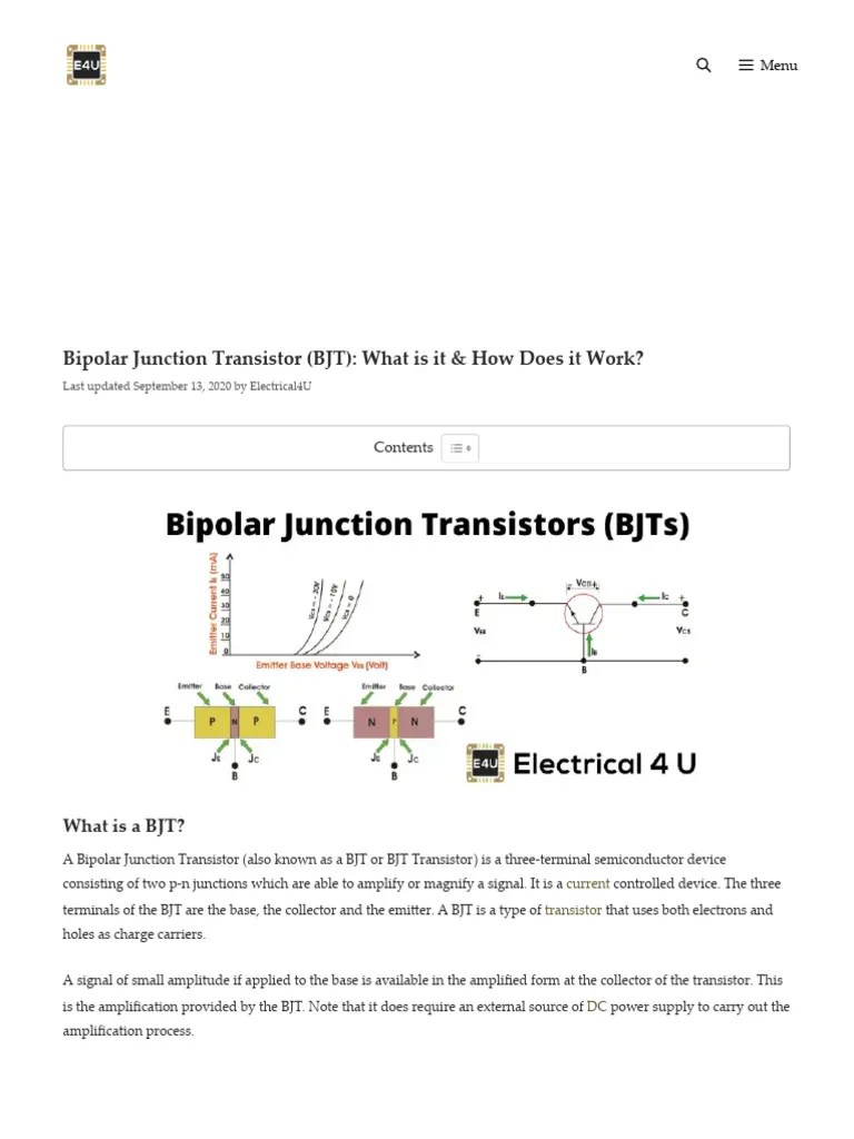Bipolar Junction Transistor (BJT) - What Is It & How Does It Work ...