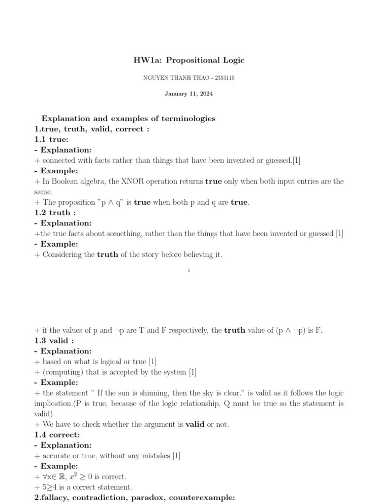 HW1a Propositional Logic | PDF