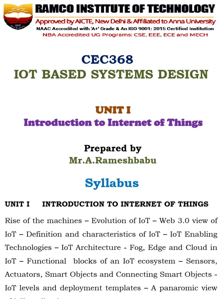 IoT - UNIT I | PDF