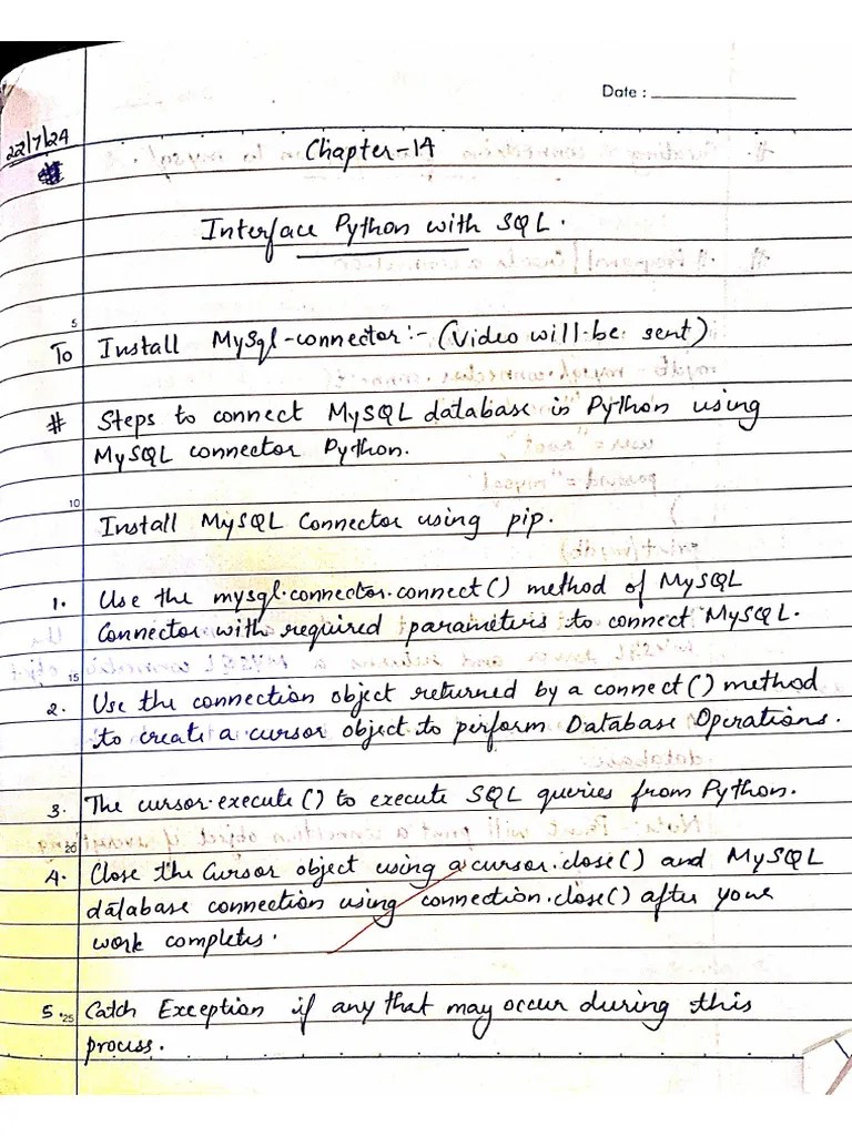 Interface Python With SQL Class 12 | PDF