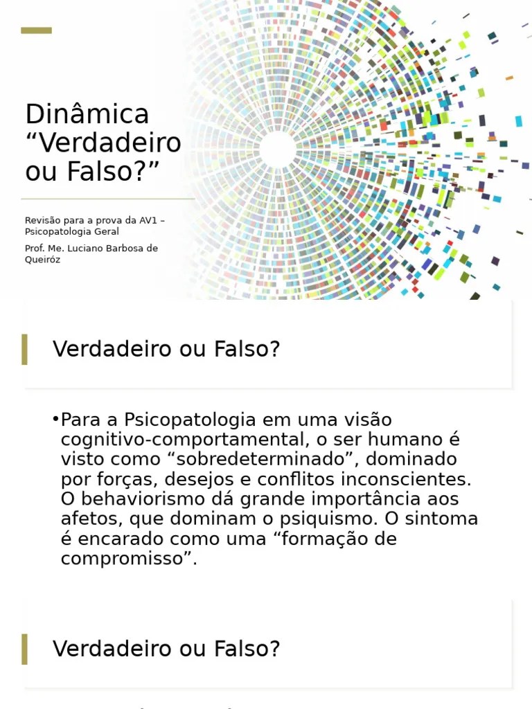 Dinâmica V Ou F - Av1 - Psicopatologia Geral - Estácio | PDF