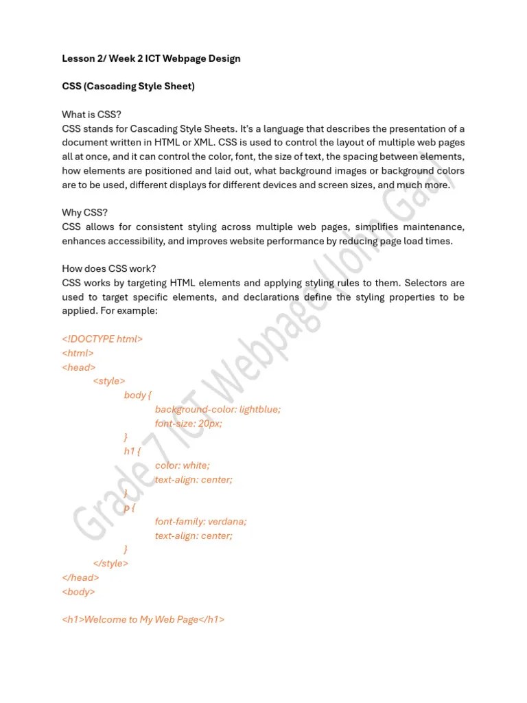 Lesson 2 Cascading Style Sheet | PDF
