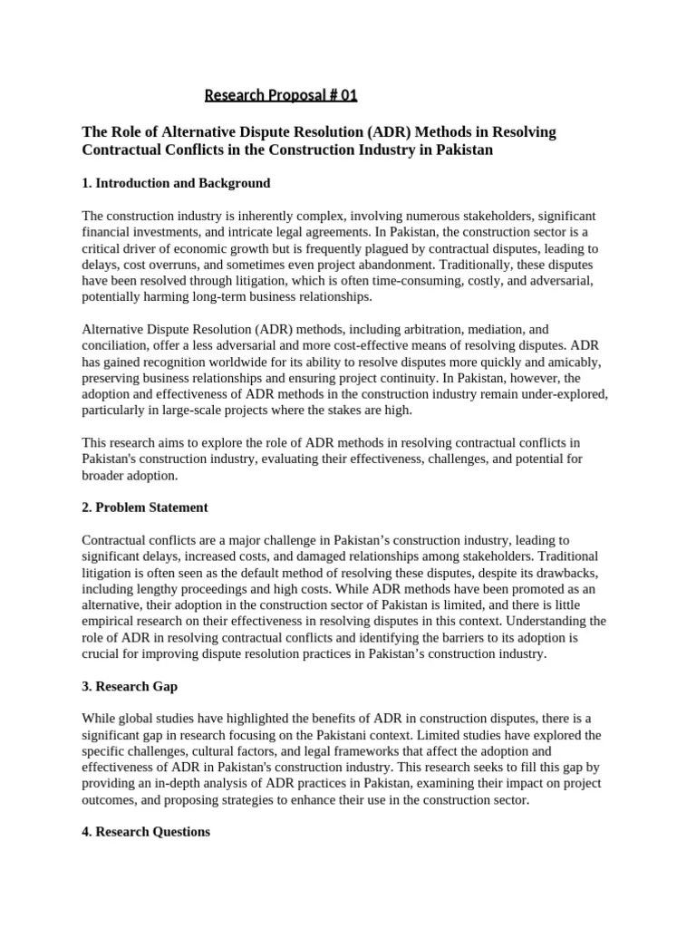 Research Proposal (PHD) | PDF | Alternative Dispute Resolution | Survey ...