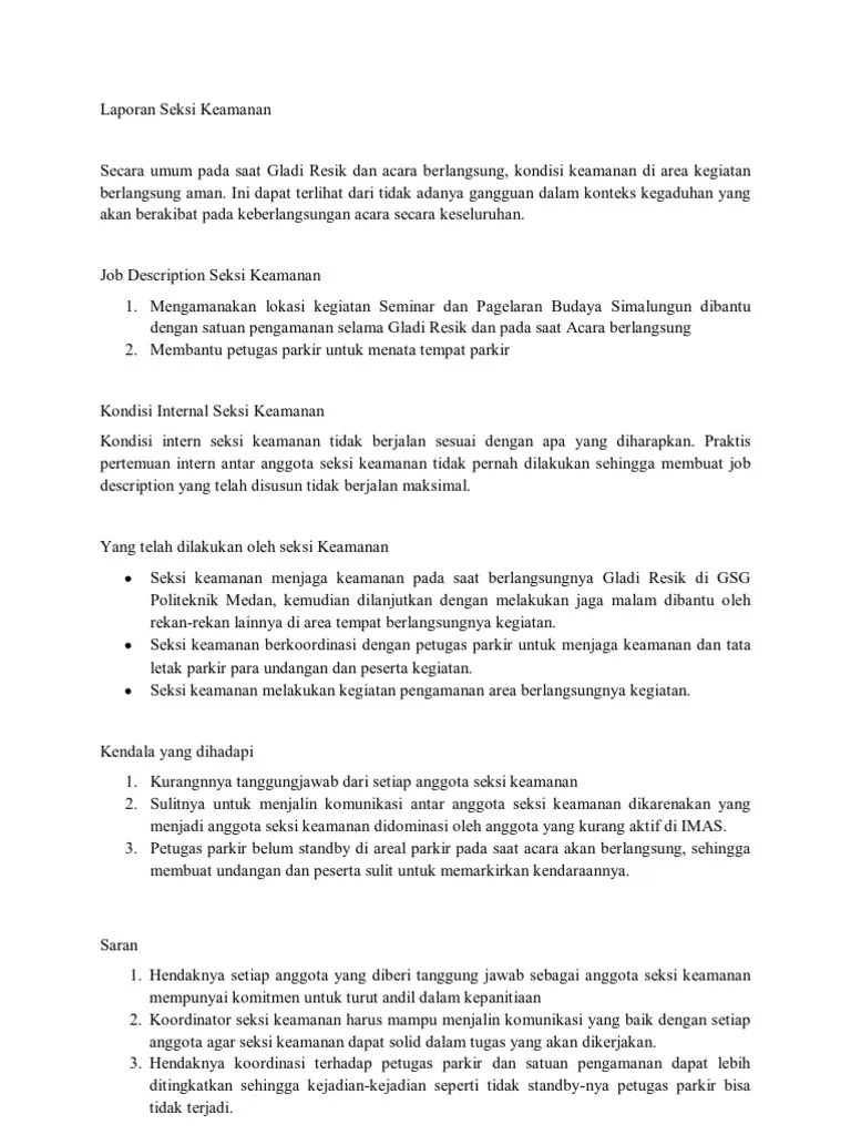 Laporan Seksi Keamanan | PDF