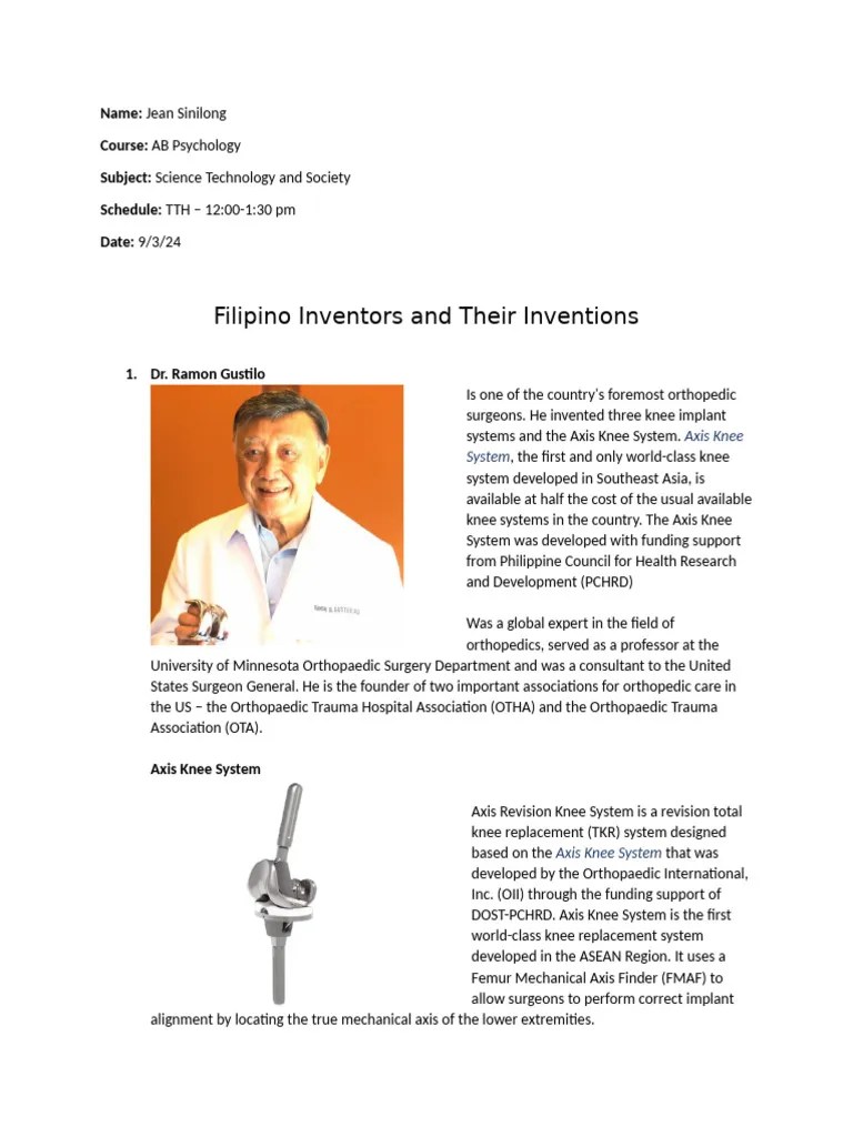Filipino Inventors And Their Inventions | PDF | Medicine | Clinical ...
