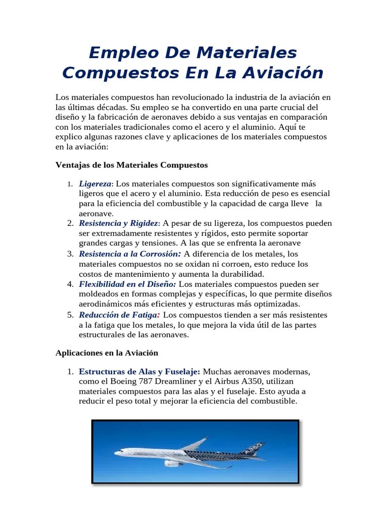 Empleo De Materiales Compuestos En Aviación | PDF