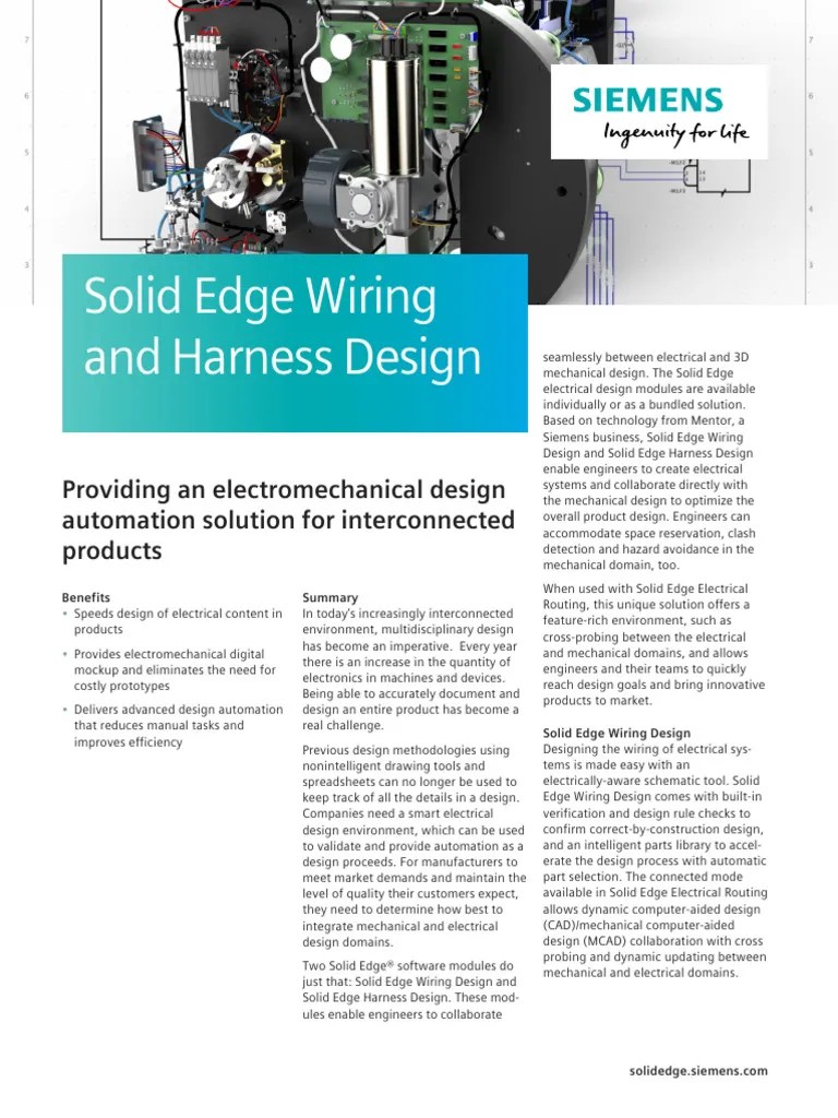 Siemens PLM Solid Edge Wiring And Harness Design Fs 70203 A6 | PDF