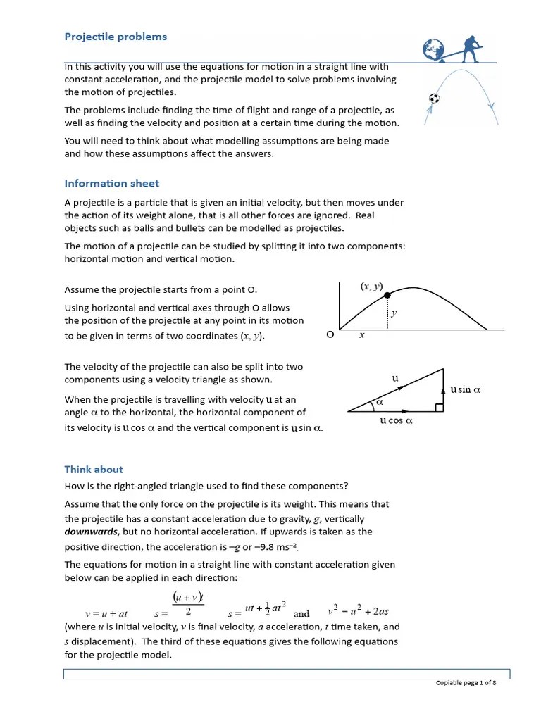 Projectile Motion Practice Exercises | PDF