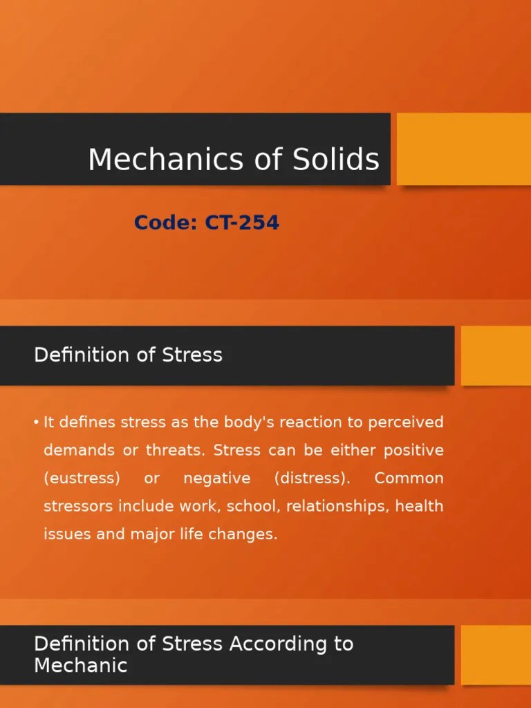 Lec.1 Mechanics Of Solids (Stress&Strain) | PDF | Elasticity (Physics ...
